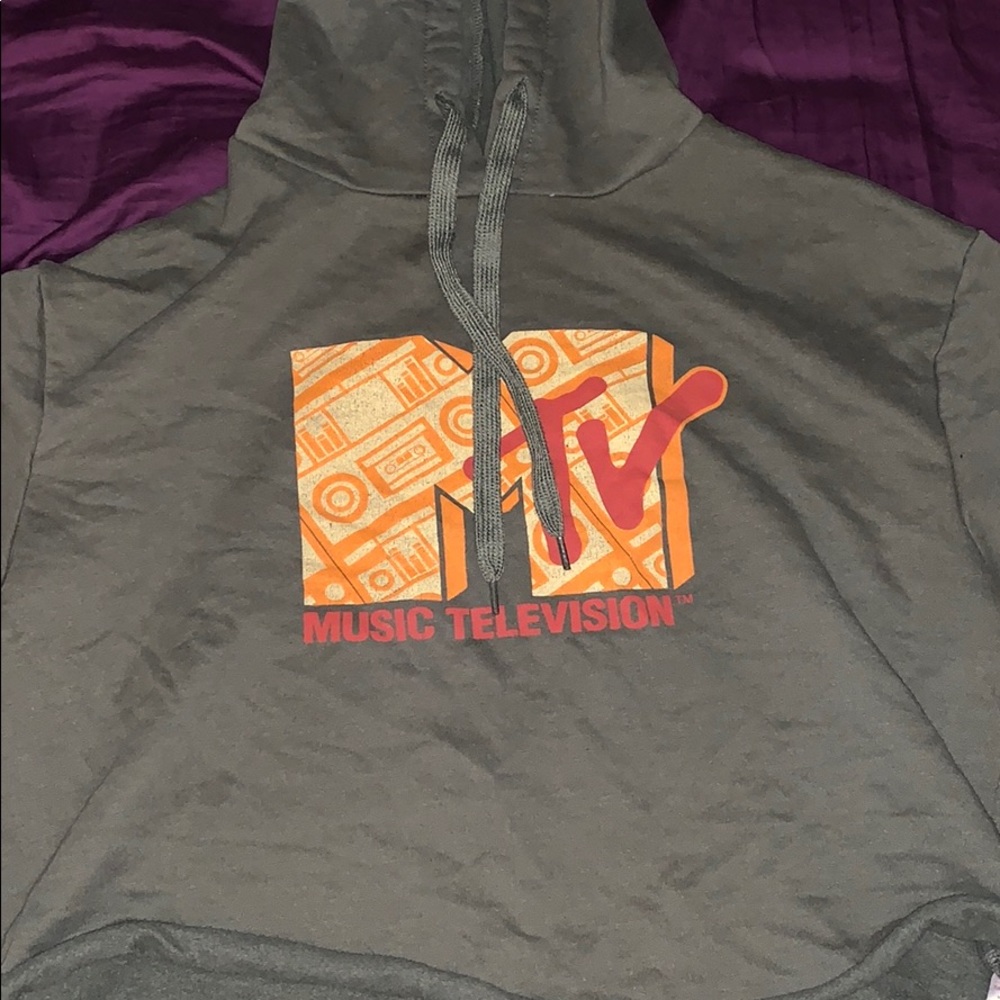 MTV Olive Green Cropped Hoodie